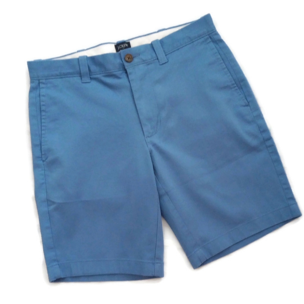 J.Crew Mens Flat Front Blue Preppy Casual Shorts Size 28 Inseam 9"